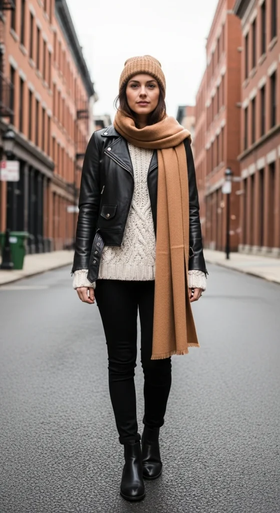 Stylish winter outfits leather