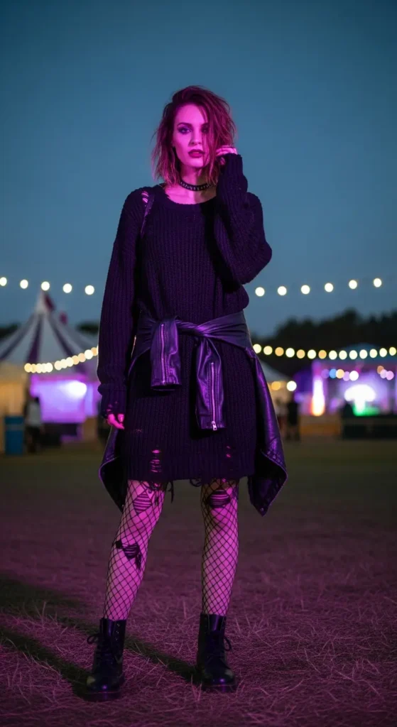 Sweater dress grunge tights