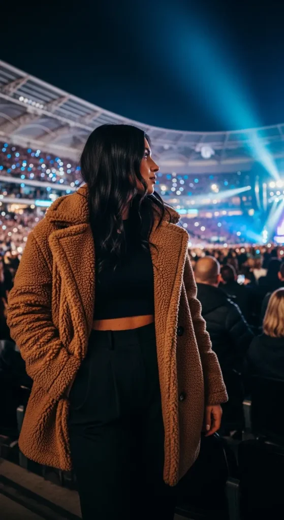 Teddy coat crop top concert