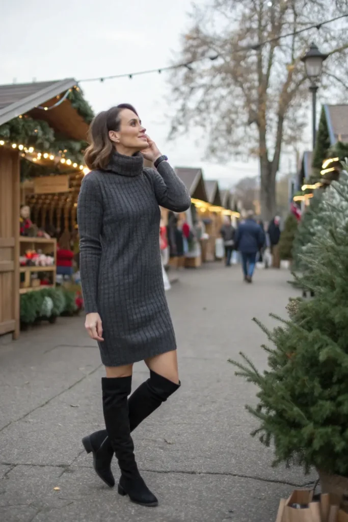 Turtleneck dress boots winter