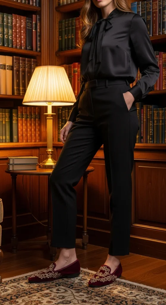 Velvet slippers old money aesthetic