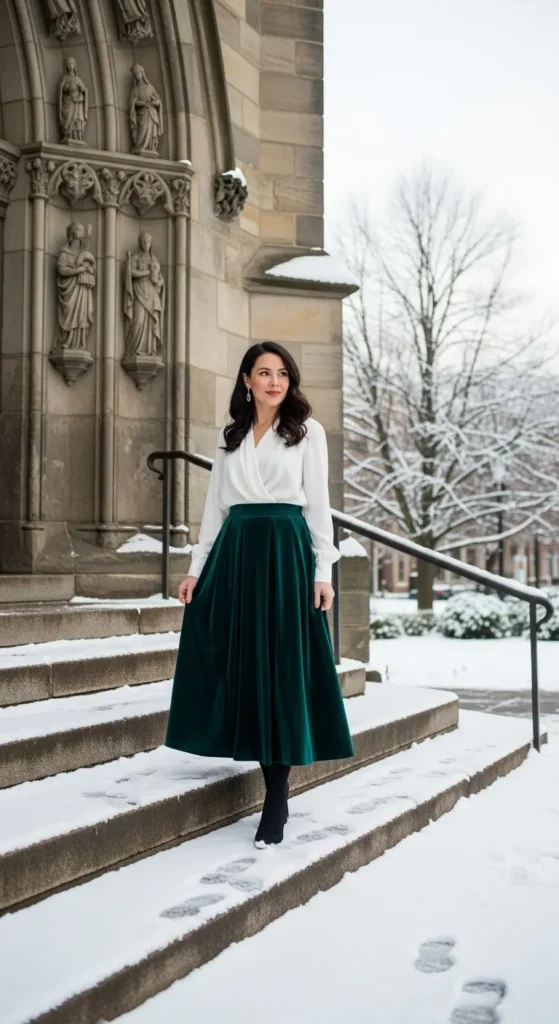Velvet winter church skirt