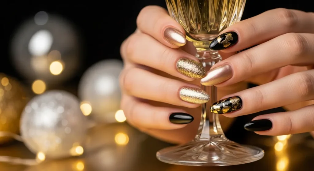 new years nails almond