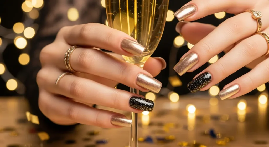new years nails square
