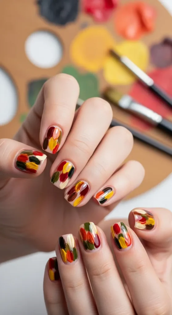 Abstract fall nail art