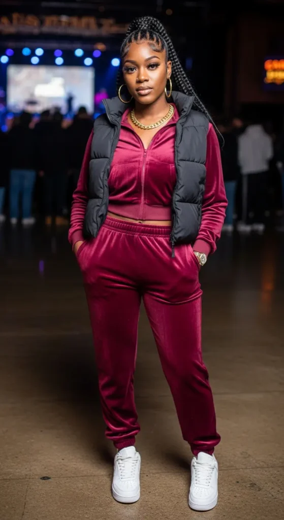 Athleisure winter concert look