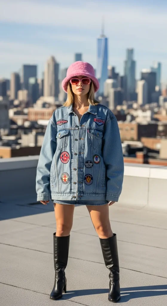 Baggy denim jacket outfit