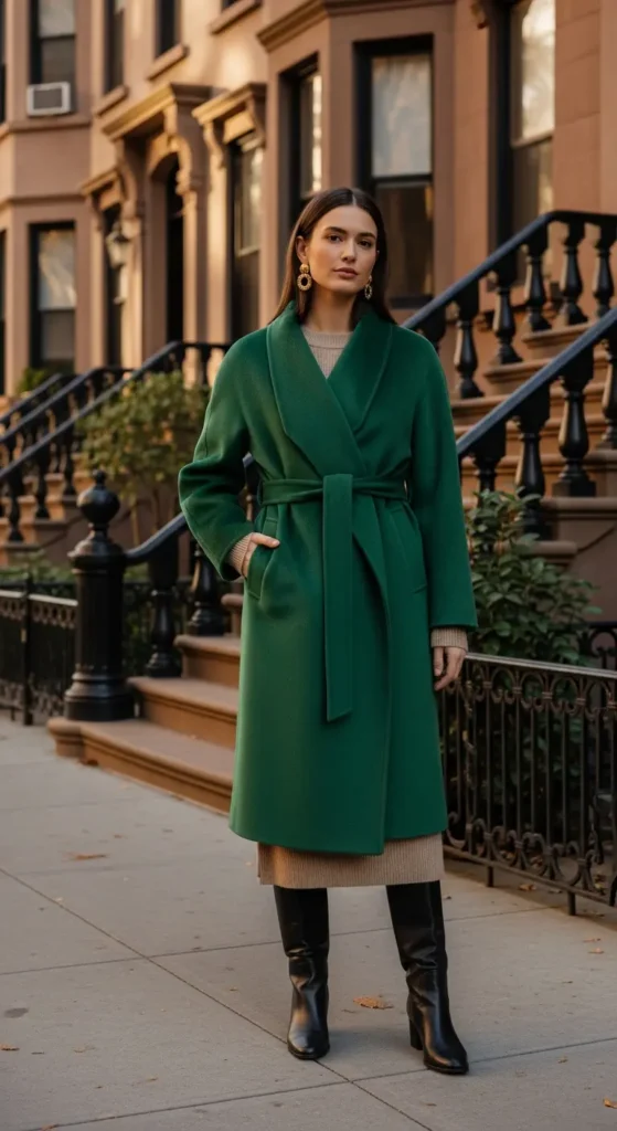 Belted wool coat NYC