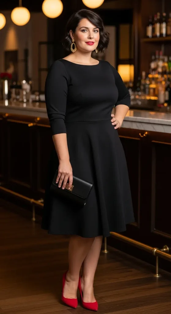 Black dress midsize outfit