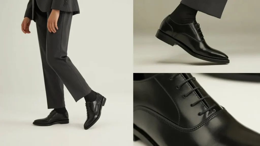 Black oxford style shoes