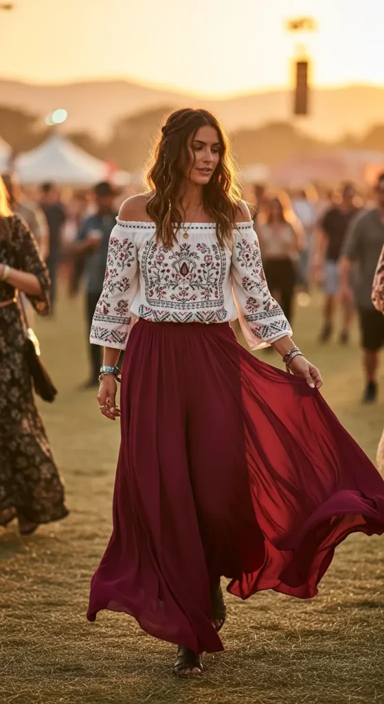 Bohemian festival fashion palazzo