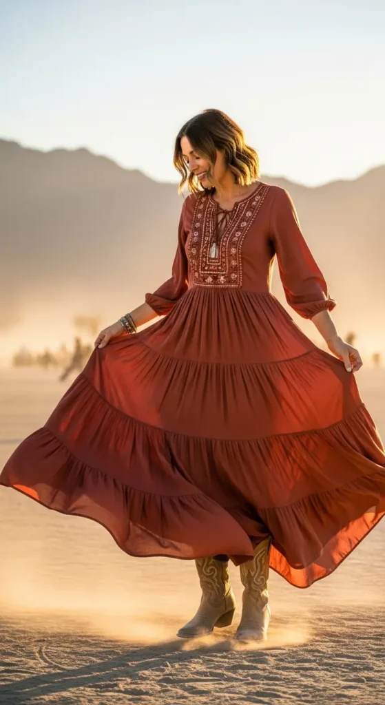 Boho chic festival maxi dress