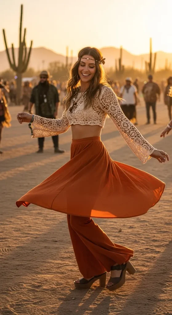 Boho festival flare pants