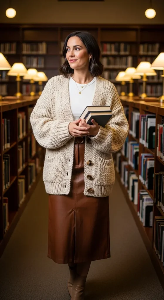 Cardigan skirt school outfit