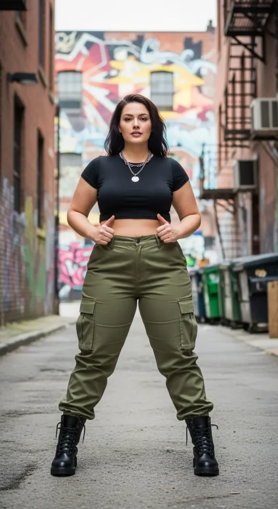 Cargo pants crop top curvy