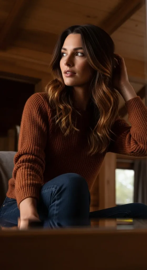 Chestnut auburn winter hair