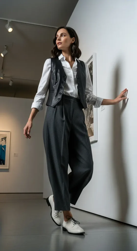 Classic black & white oxford shoes styling