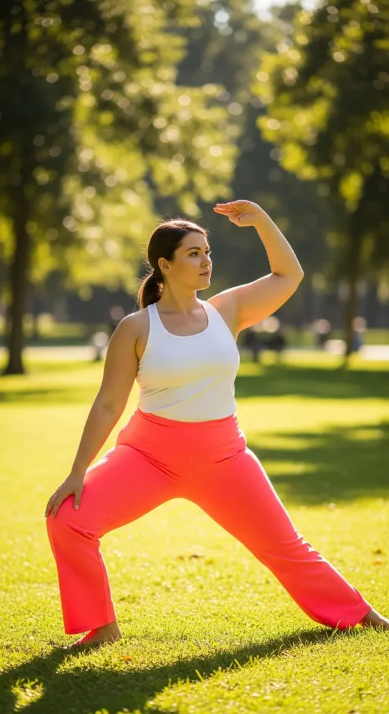 Colorful yoga pants outfit curvy women