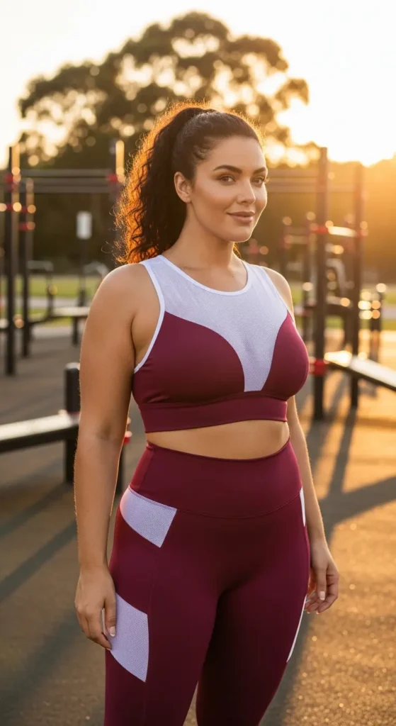 Curvy athleisure yoga set outfit