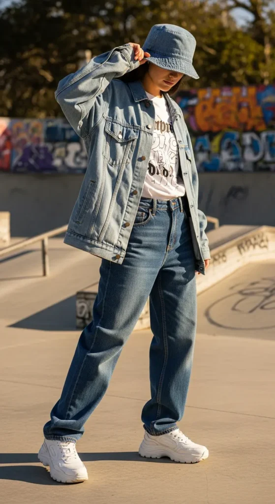 Double denim y2k look