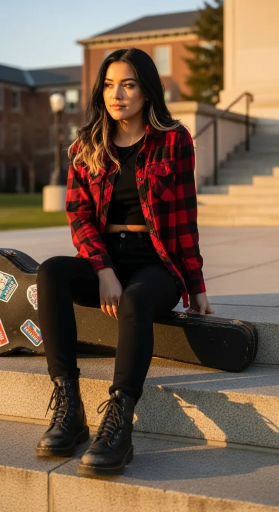 Flannel winter school outfit