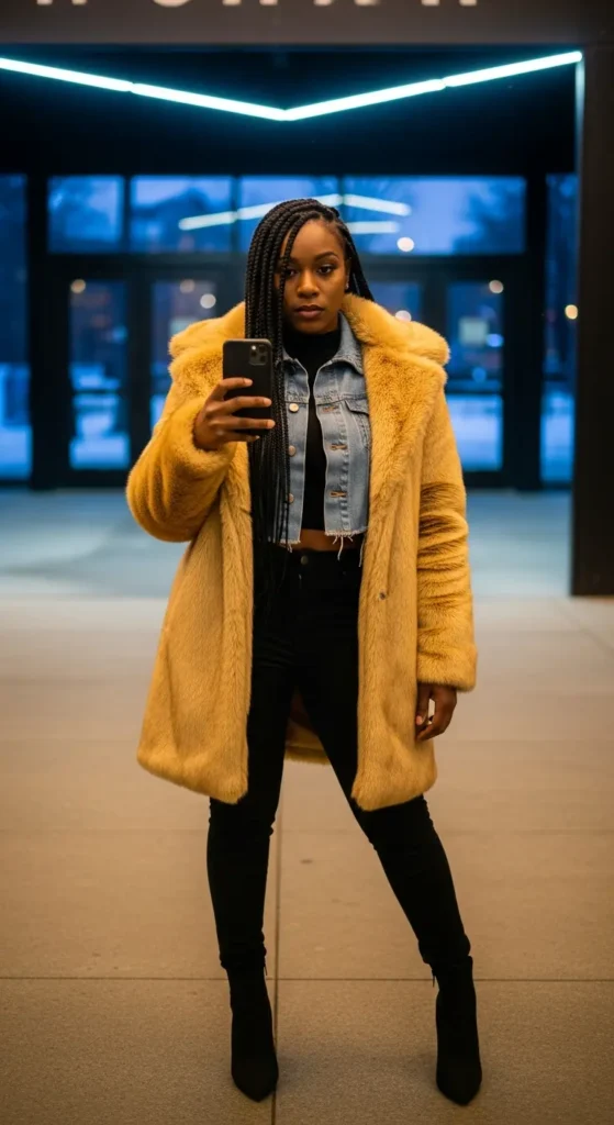 Fur coat winter concert style