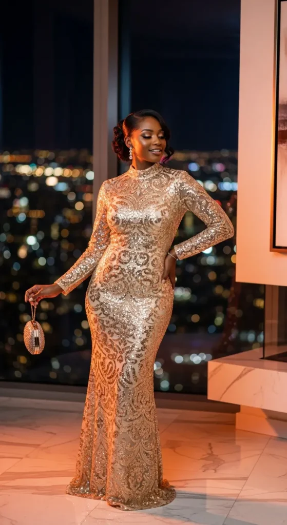 Gold NYE dress Black women