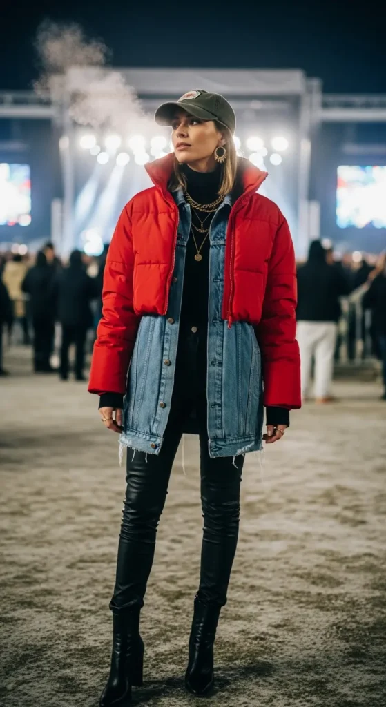 Layered jacket country winter outfit