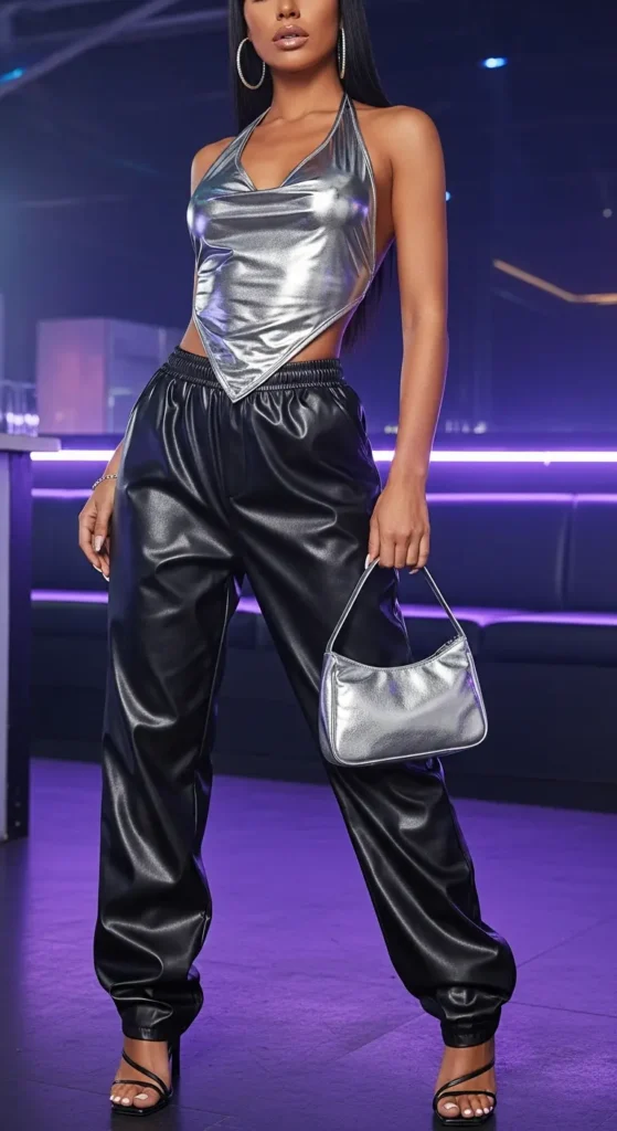Leather pants y2k look