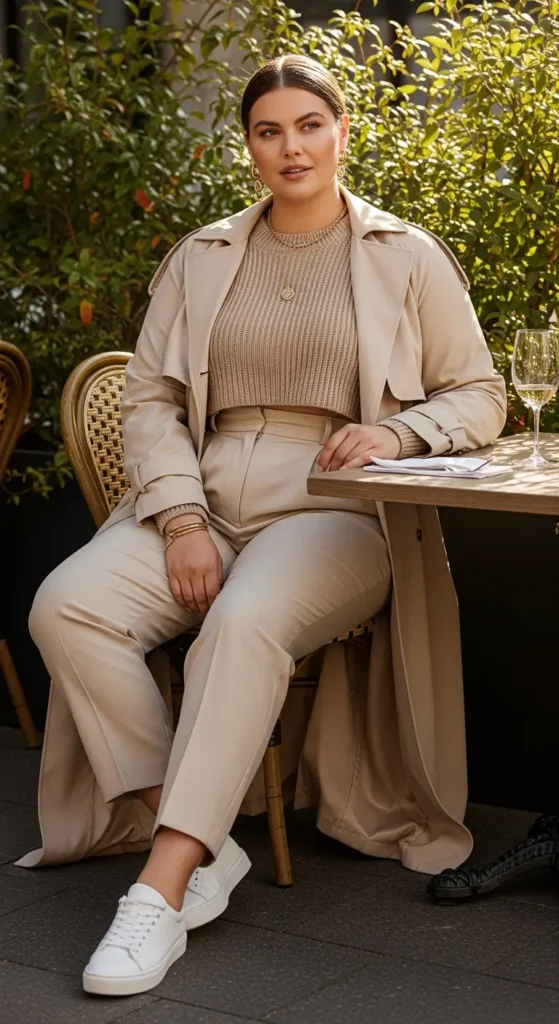 Midsize monochrome neutral outfit