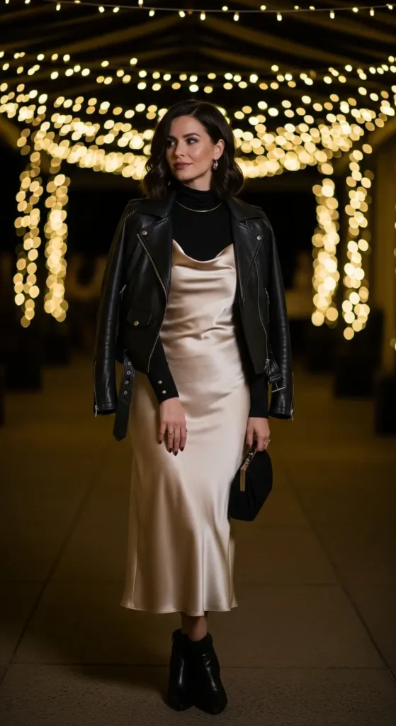 Midsize slip dress styling