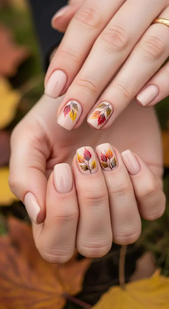 Minimalist leaf nail art