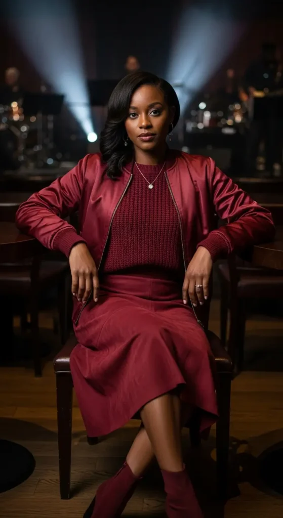 Monochrome winter concert outfit