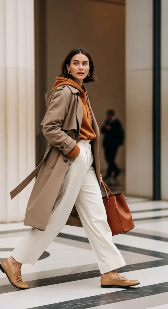 Neutral hooded coat style