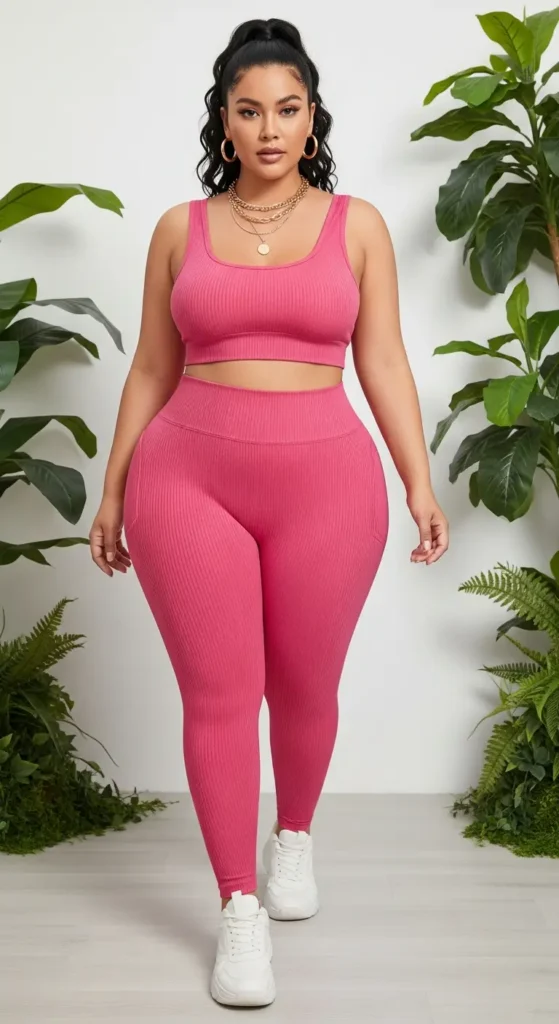 Pink matching set curvy baddie