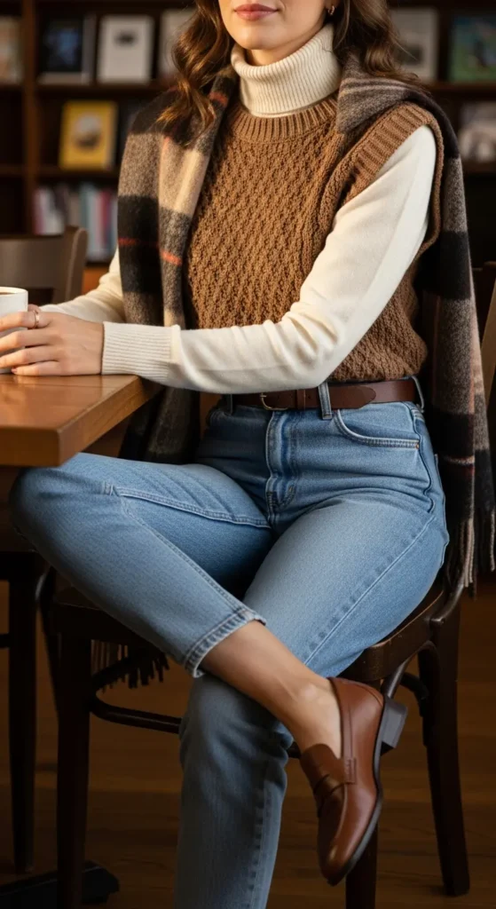 Preppy winter sweater vest outfit