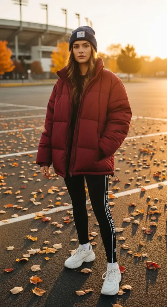 Puffer jacket gameday outfit
