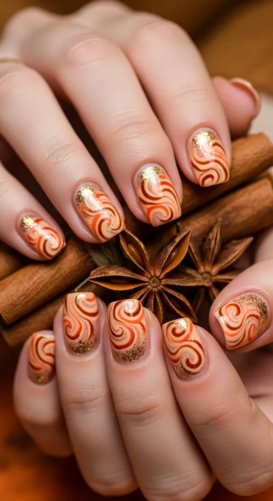 Pumpkin spice nail art