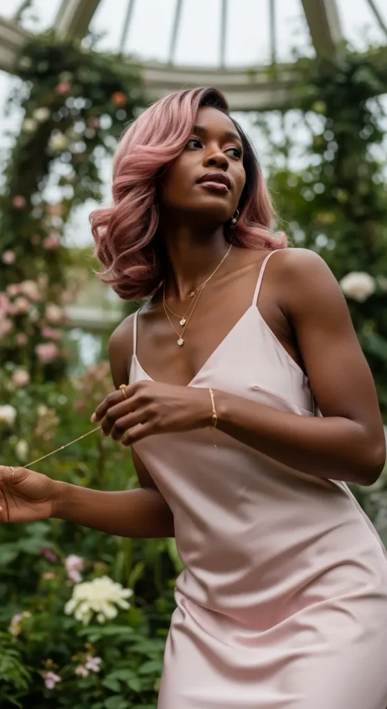 Rose gold highlights melanin skin