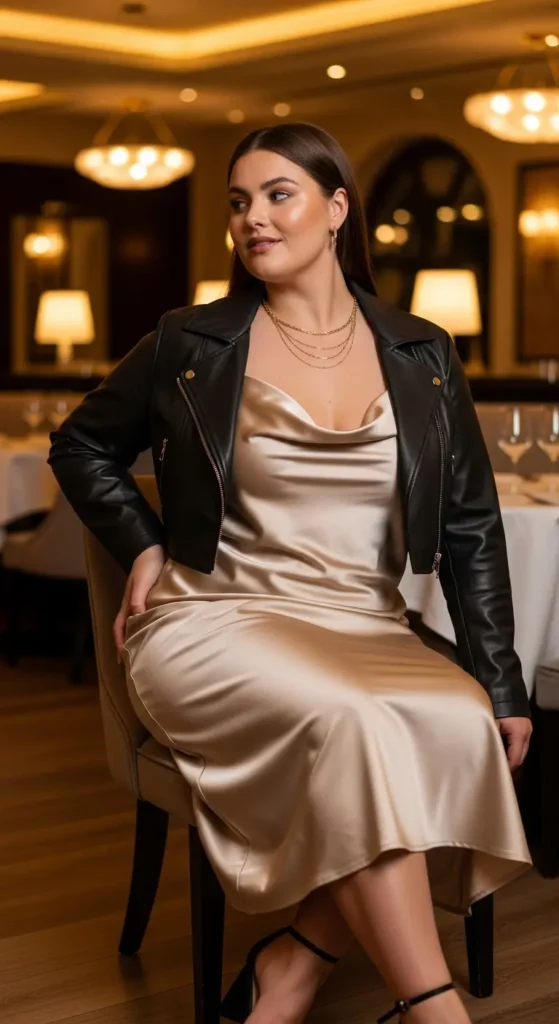 Satin slip dress curvy baddie