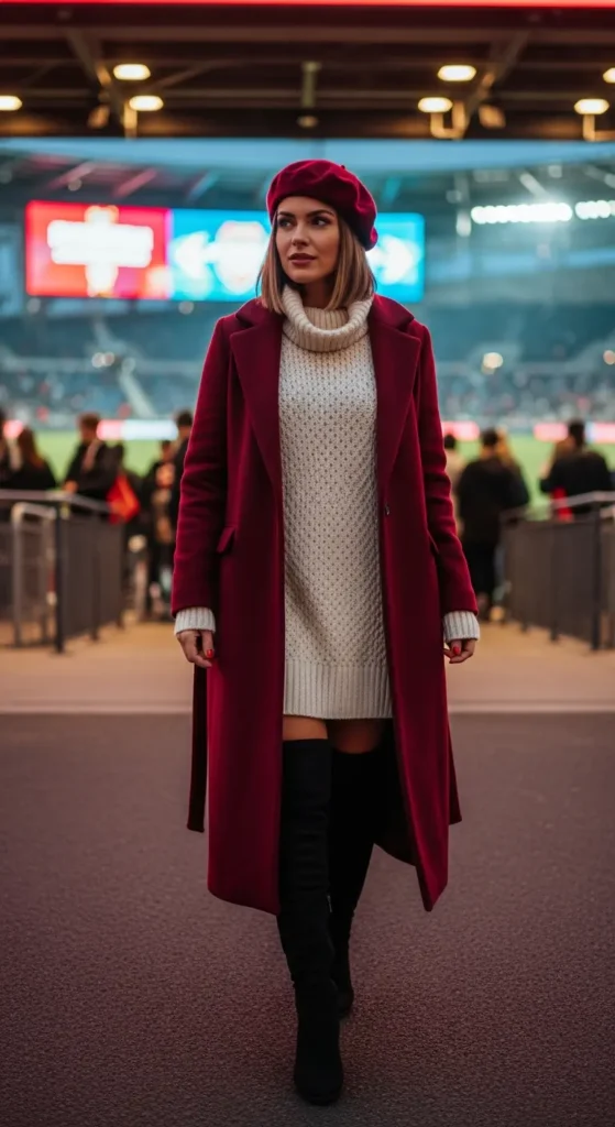 Stadium chic winter outfit