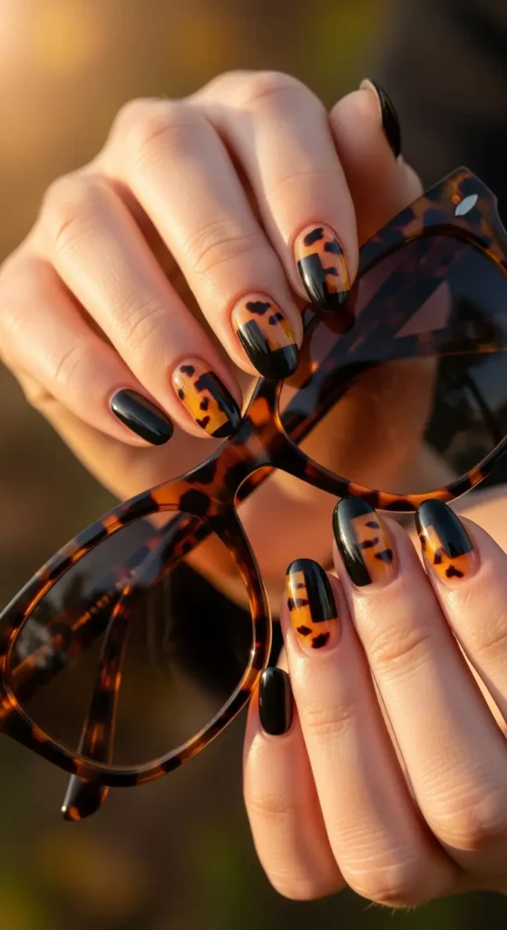 Tortoiseshell autumn nails