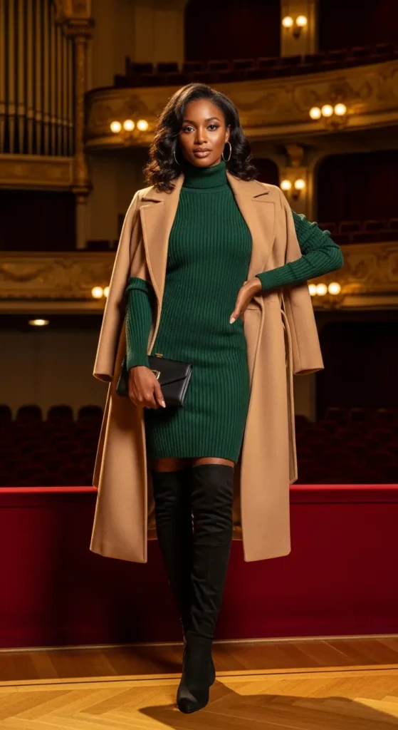 Turtleneck boots concert outfit