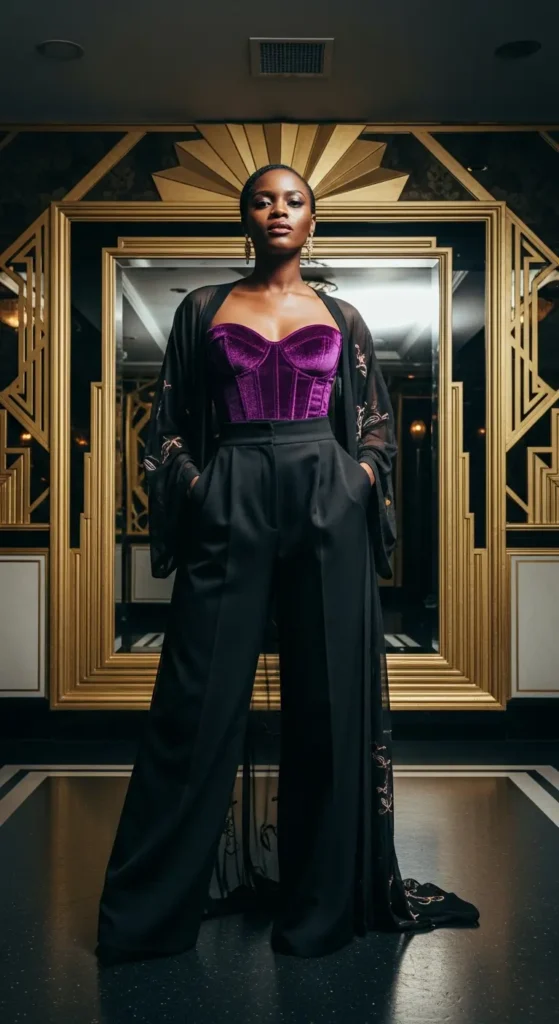 Velvet corset NYE outfit