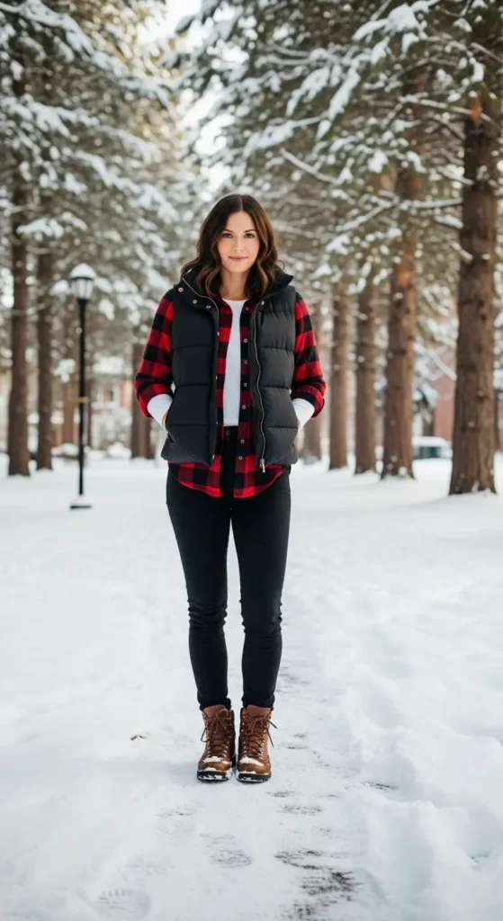 Vest layering school outfit