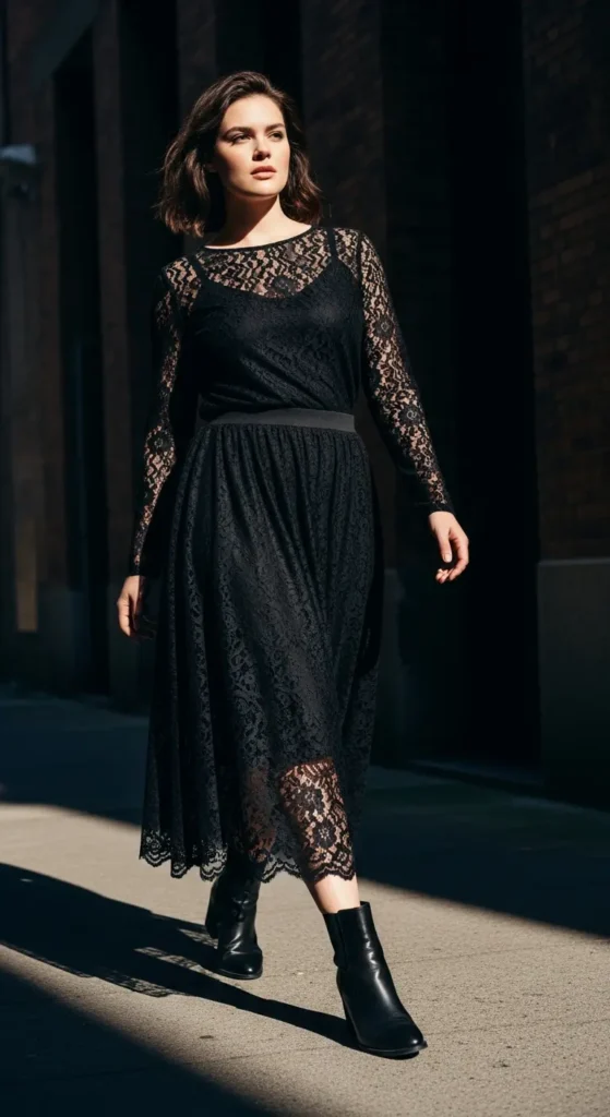 All black lace outfit