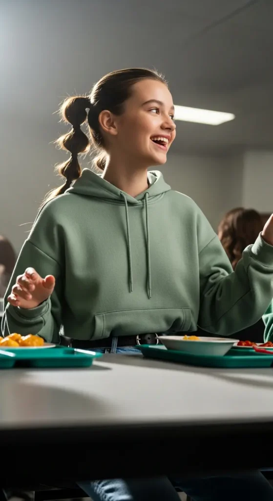 Bubble ponytail school hairstyle