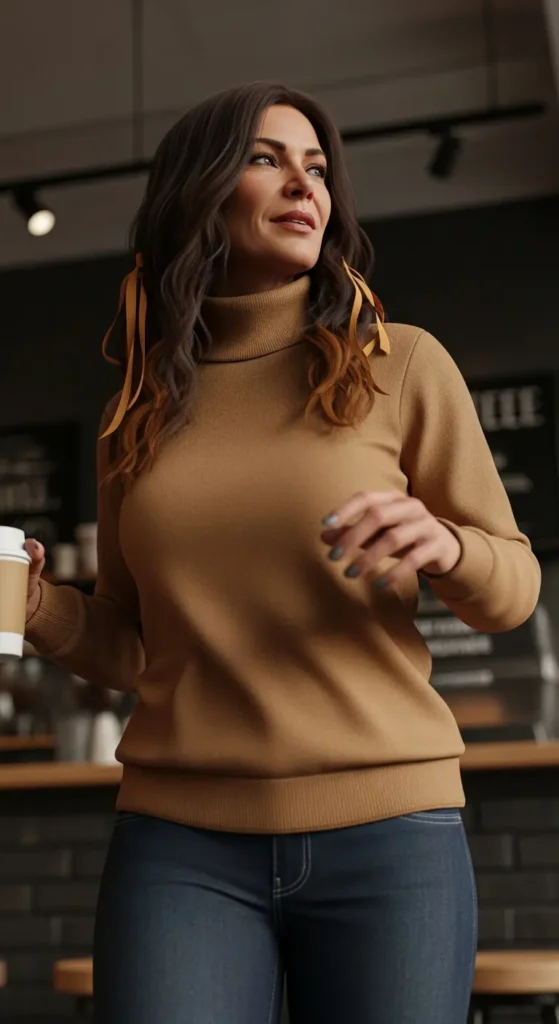 Chocolate brown caramel hair mature women