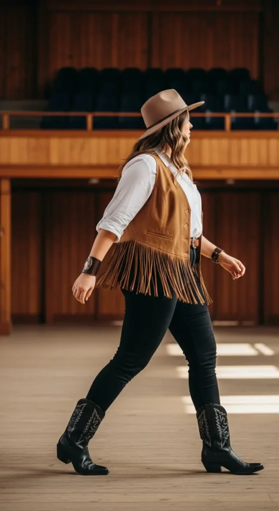 Curvy fringe vest country style