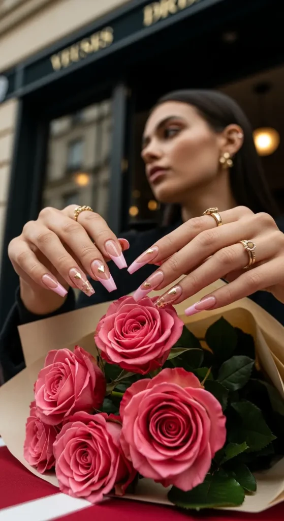 French tip Valentine nail design